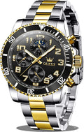 OLEVS Relojes para hombre, de cara grande, de acero inoxidable, resistente al agua, con fecha, analógicos, de cuarzo, modernos, de negocios, relojes de pulsera para hombre