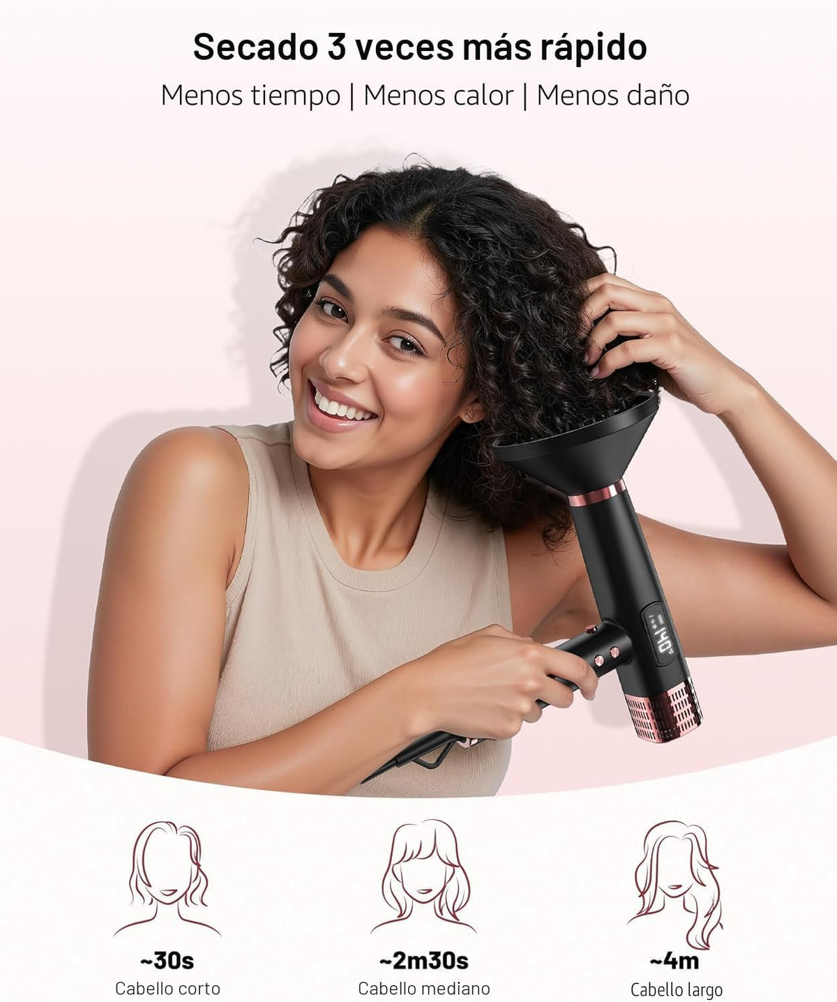 MESCOMB Secador de pelo de viaje con difusor, 1875 W de doble volta...
