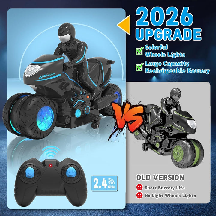 iappadore Motocicleta RC, Motocicleta de Control Remoto con Luces R...