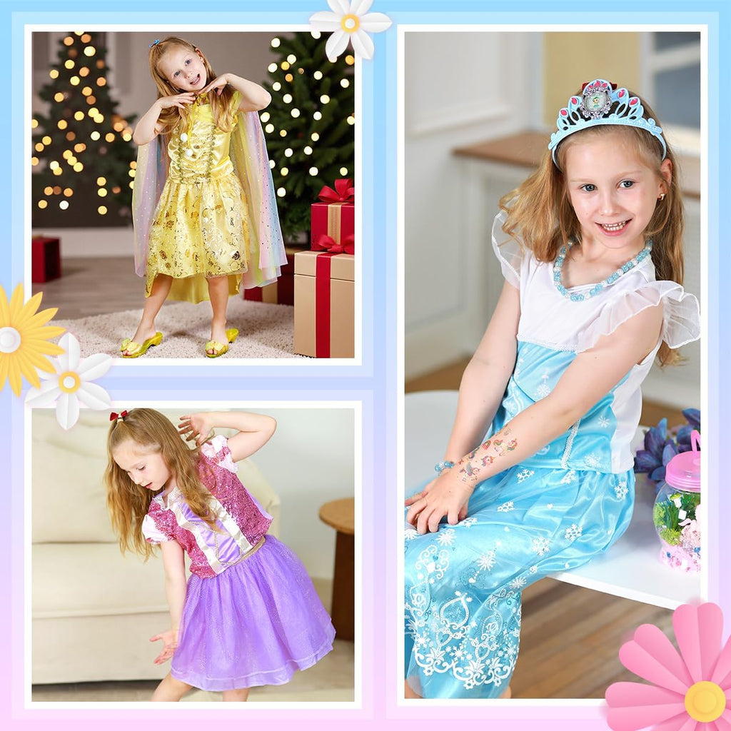 Meland Vestido Princesa para Niñas con Zapatos y Juguete, Regalo para Niñas de 3, 4, 5 y 6 años