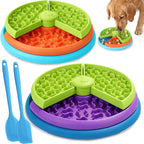 2 cuencos de alimentación lenta para perros, 3 niveles con 2 cucharas de silicona para reducir el aburrimiento y la ansiedad, antideslizante, interactivo, rompecabezas para perros, juguete de