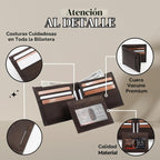Billetera para hombre con soporte extraíble para identificación, bloqueo