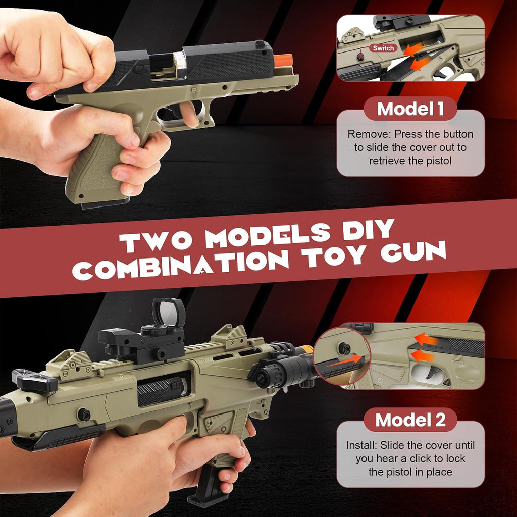 Pistola de juguete de dos modos, rifle de francotirador con carcasa que expulsa pistolas de juguete realistas de bala suave con 80 balas suaves, 40 conchas para juegos de disparos al aire libre, Navidad, Halloween, regalos de cumpleaños