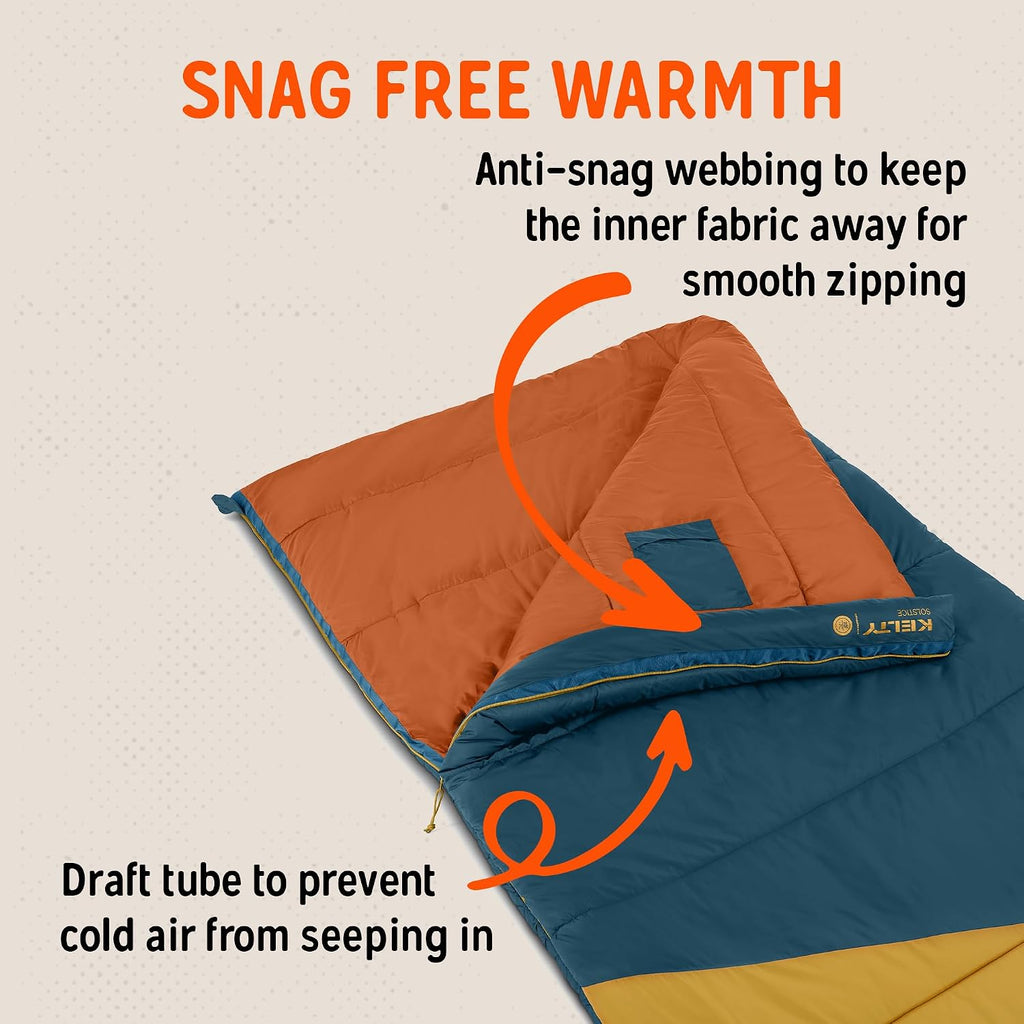 Kelty Solstice - Saco de dormir rectangular de gran tamaño, 2-3 estaciones