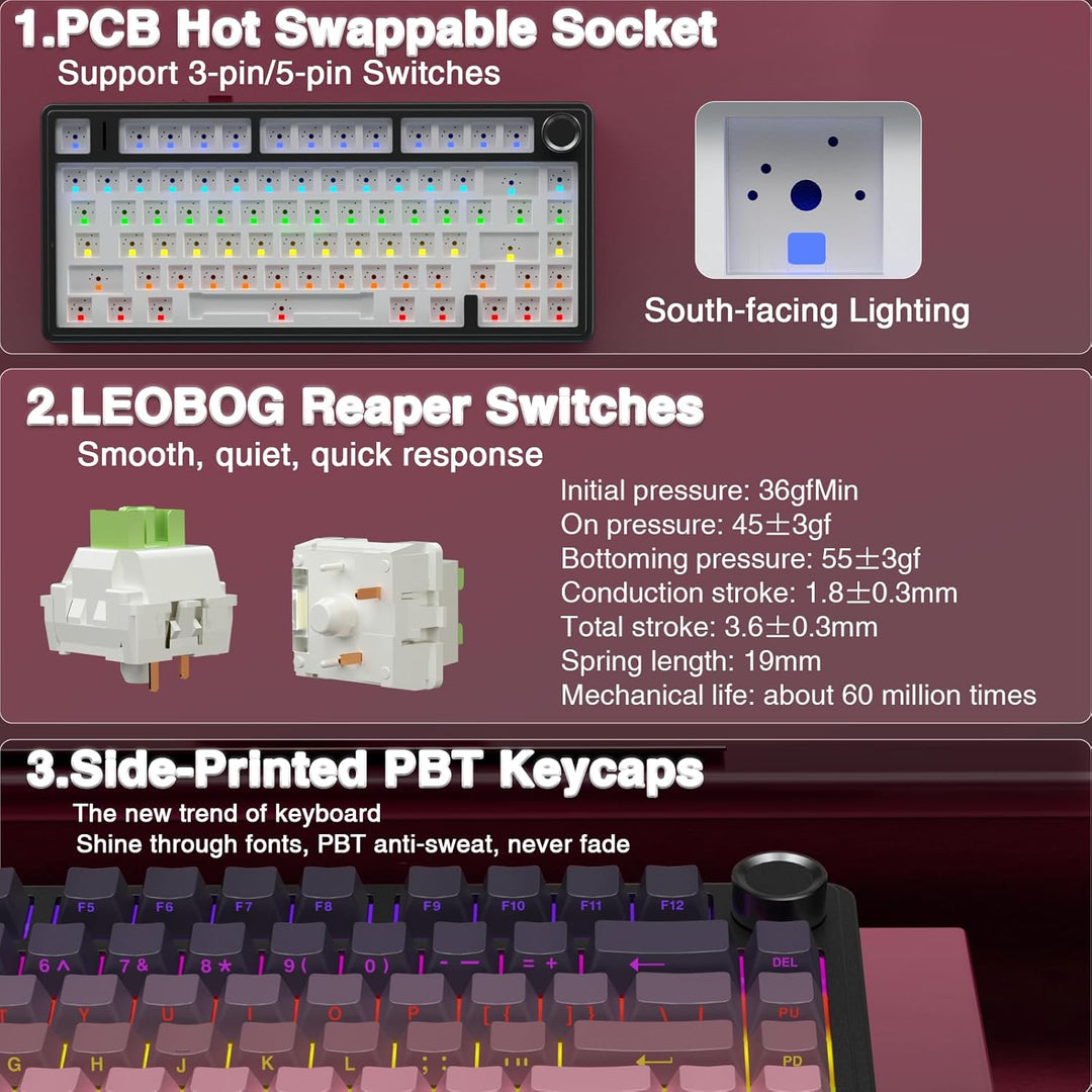 AULA F75 Pro Teclado mecánico inalámbrico, teclado personalizado in...