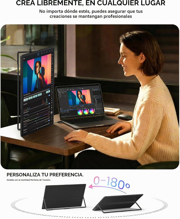 UPERFECT Monitor portátil 4K 60Hz 18.5", 145% sRGB QLED monitor...