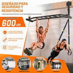 Barra de dominadas montada en vigueta de 48 pulgadas, barra de dominadas de montaje en techo resistente de 600 libras, barra de techo para gimnasio en casa, garaje, sótano con anclajes redondos y ajustables de 5 alturas, fácil de instalar