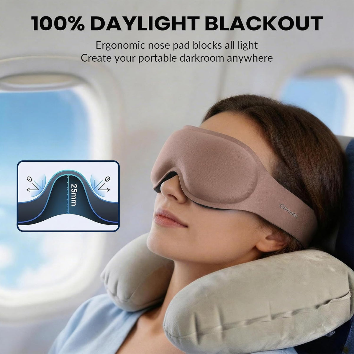Máscara de dormir ultra opaca para mujer, máscara de ojos 3D con copas espaciosas para presión ocular cero, extensiones de pestañas y apta para el cabello, cubierta suave y cómoda para