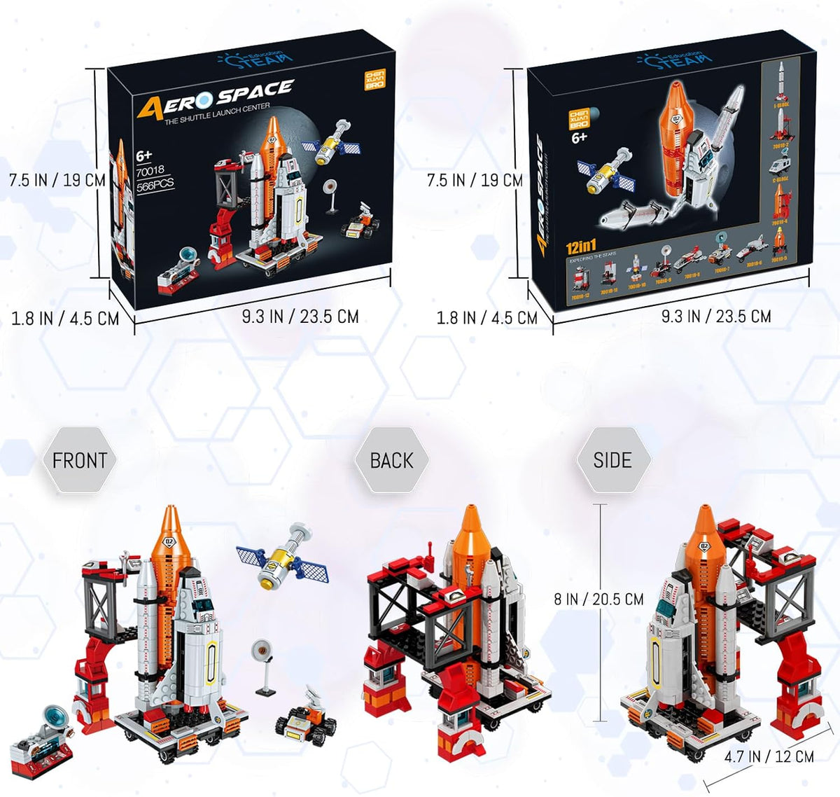 Juguetes de Transbordador de Exploración Espacial para Niños de 6, 7, 8, 9, 10, 11, 12 años, kit de construcción aeroespacial STEM 12 en 1, juguete con cohete de transporte pesado y lanzador, los