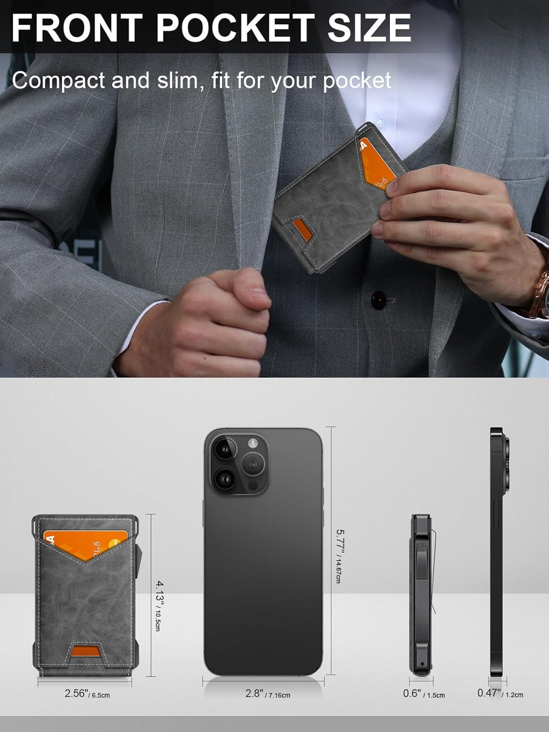 Cartera para hombre con RFID con 2 ventanas para identificación y c...