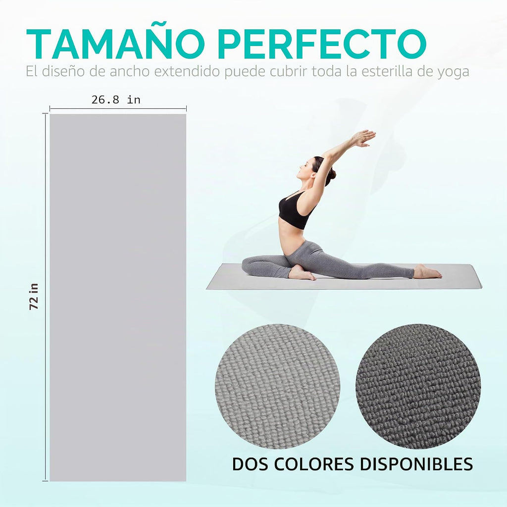 Paquete de 2 toallas de esterilla de yoga con punto de agarre, toalla antideslizante de yoga caliente, toalla absorbente de microfibra para sudar, Bikram Pilates Fitness