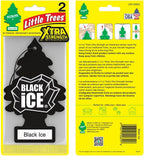 LITTLE TREES Ambientador de coche | Xtra Strength proporciona aroma de larga duración para el automóvil o el hogar | Impulso extra de fragancia | Hielo negro, 24 ambientadores