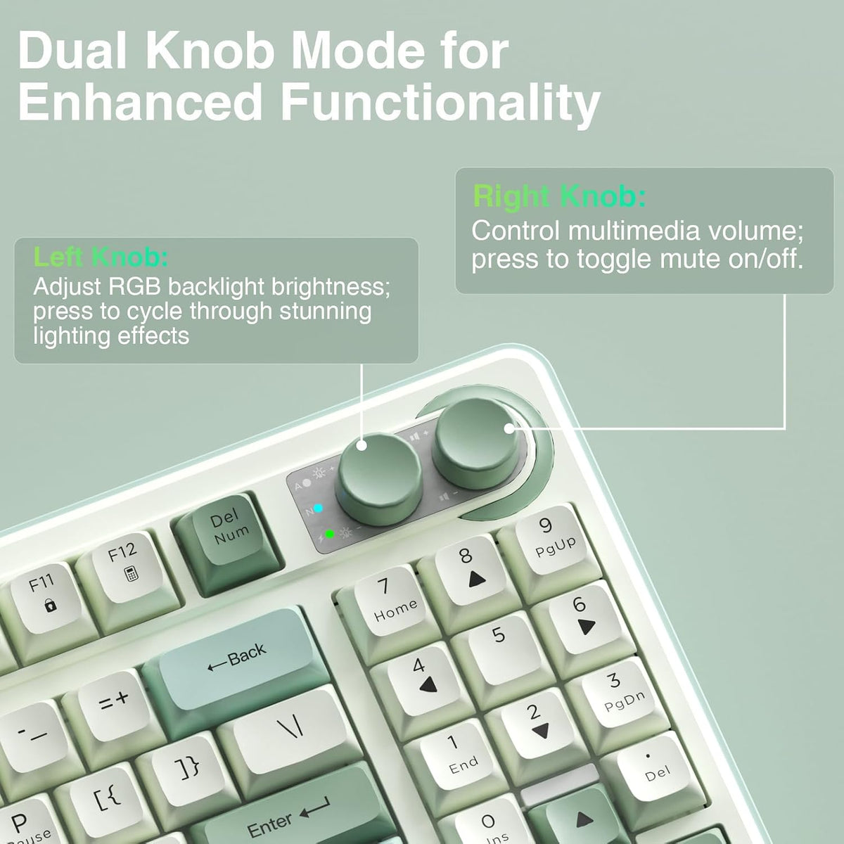 SOLAKAKA SK90 Teclado inalámbrico para juegos al 75% con perilla mu...