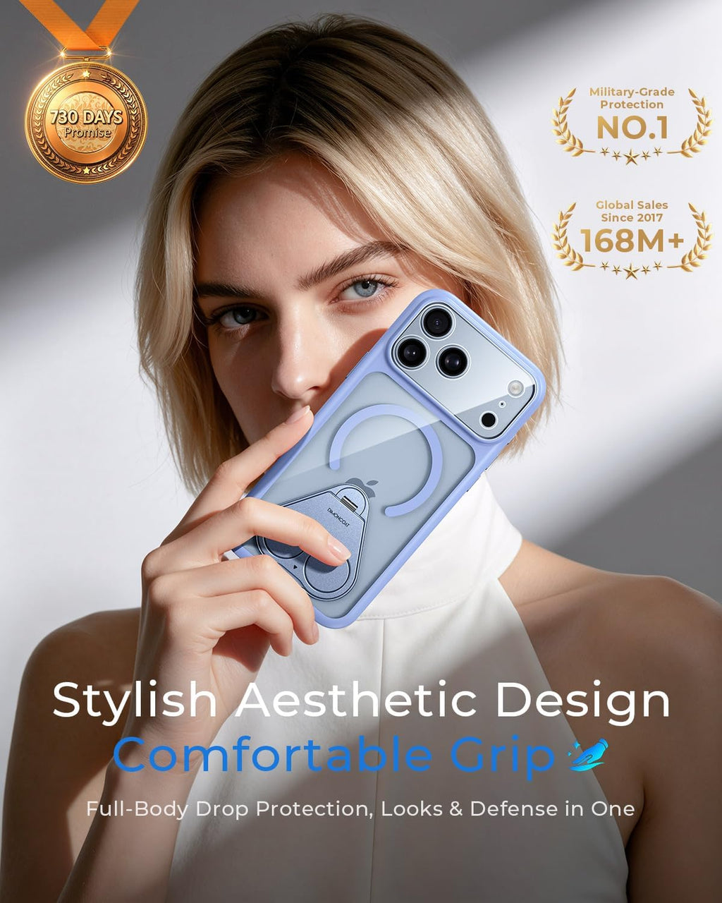 Funda magnética y de 360° sin costuras para iPhone 18 Pro Max, color azul