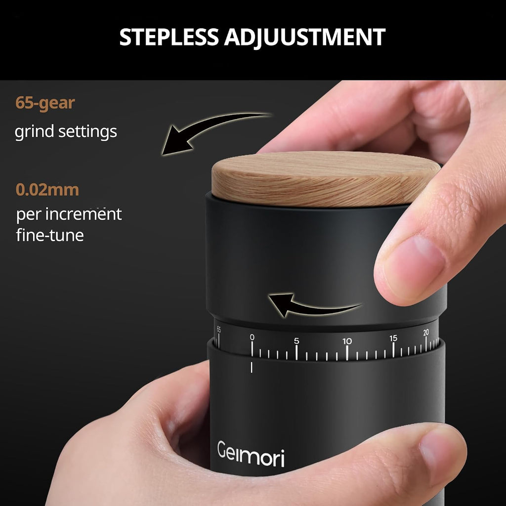 Geimori T38 Plus - Molinillo de café para expreso/goteo, antiestático de