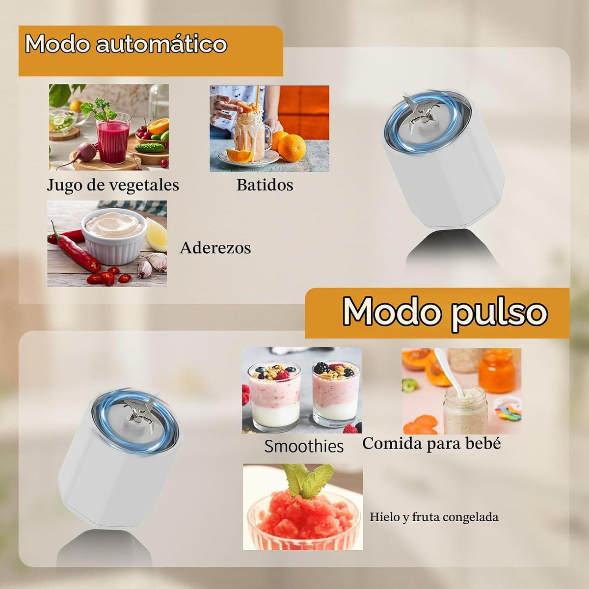 Licuadora portátil, licuadoras personales con modo pulso, licuadora y