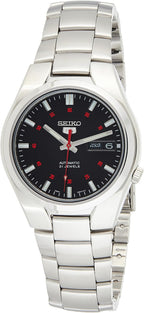 Seiko Reloj casual automático japonés de acero inoxidable de 5' para hombre, color: esfera negra (Modelo: SNK617), Tono-plateado, Reloj automático