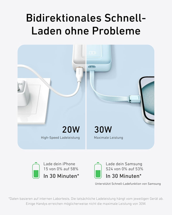 Anker Banco de energía de 30 W y 45 W y 20,000 mAh con cable USB-C...