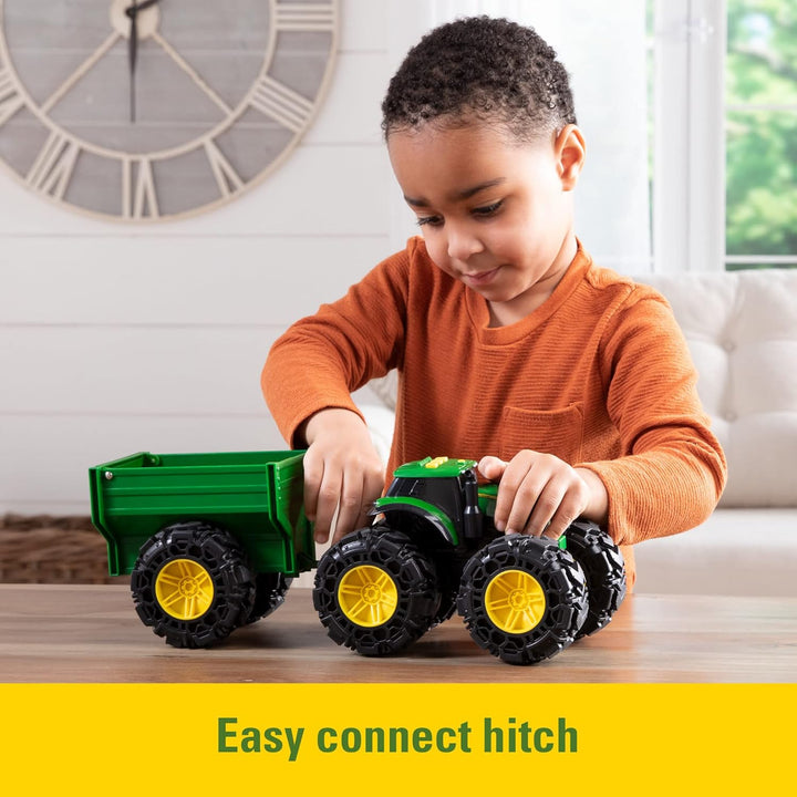 TOMY Monster Treads - John Deere Tractor Toy and Wagon -