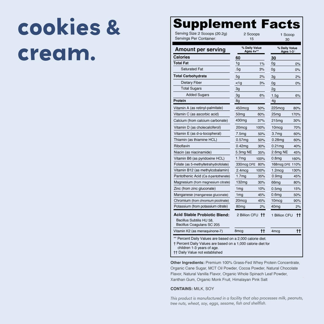 Nurished Cookies &amp; Cream Mighty Milk - Proteína en Polvo Diaria...