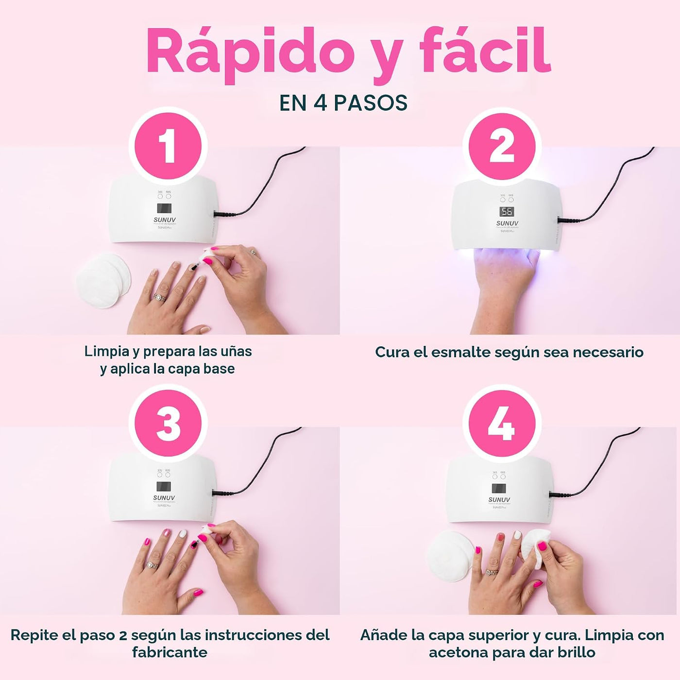 SUNUV Lámpara UV para uñas, secador para esmalte de gel con sensor,...