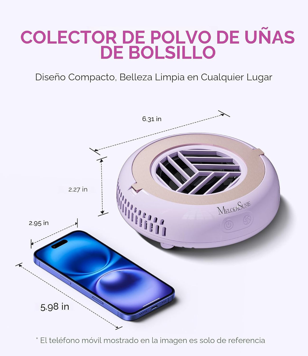 MelodySusie HProA - Colector de polvo de uñas de tamaño bolsillo co...