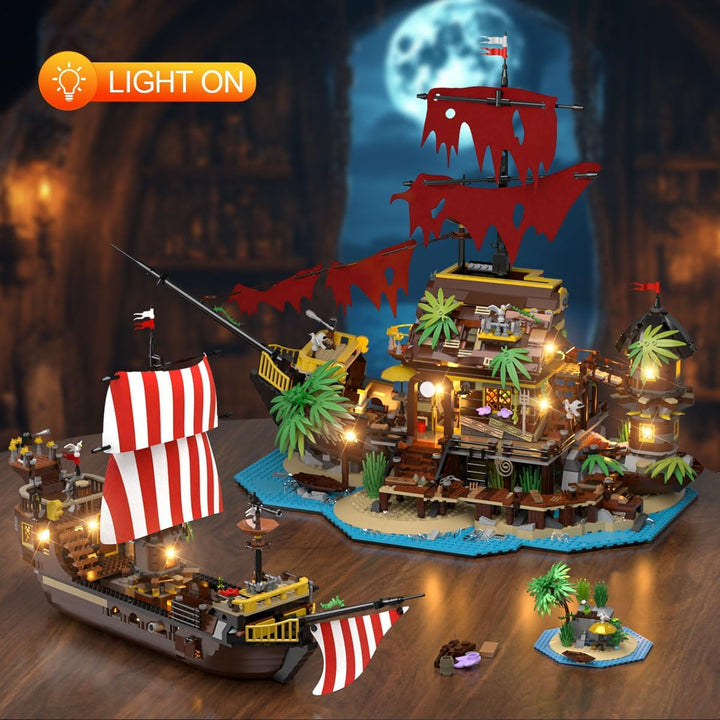 Juego de construcción de casa de naufragio pirata con luz