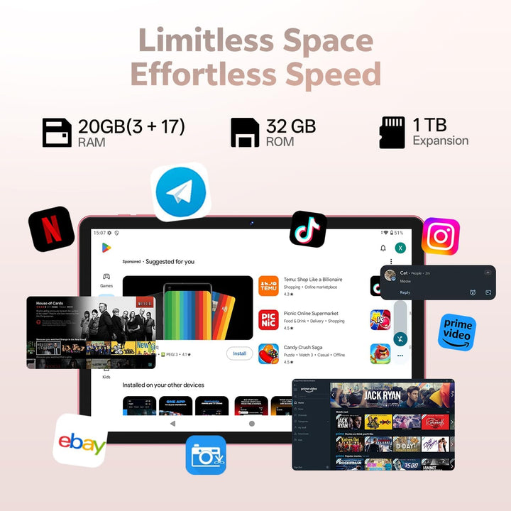 Tablet Android 16 de 10 pulgadas con teclado de 20 GB de RAM 1 TB e...