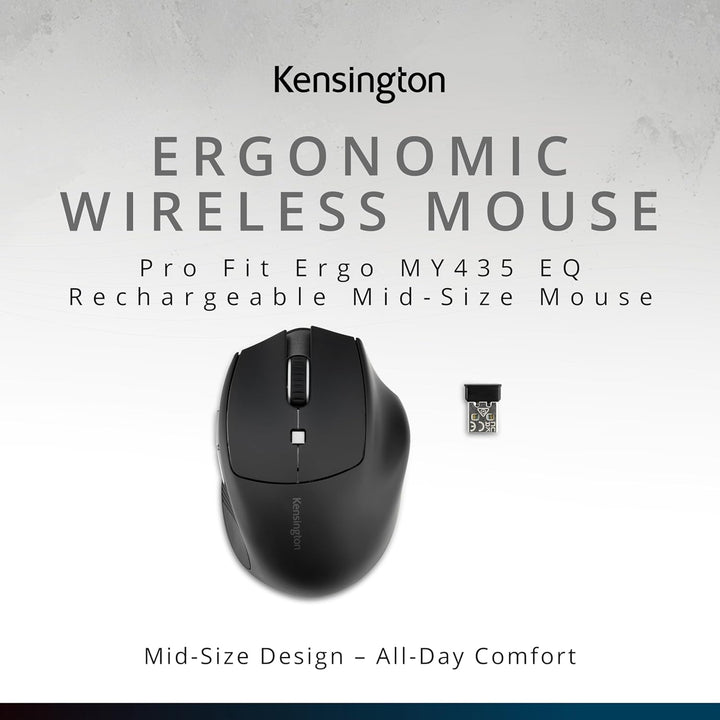 Kensington Ratón inalámbrico, Pro Fit Ergo MY435 EQ, mouse recargab...