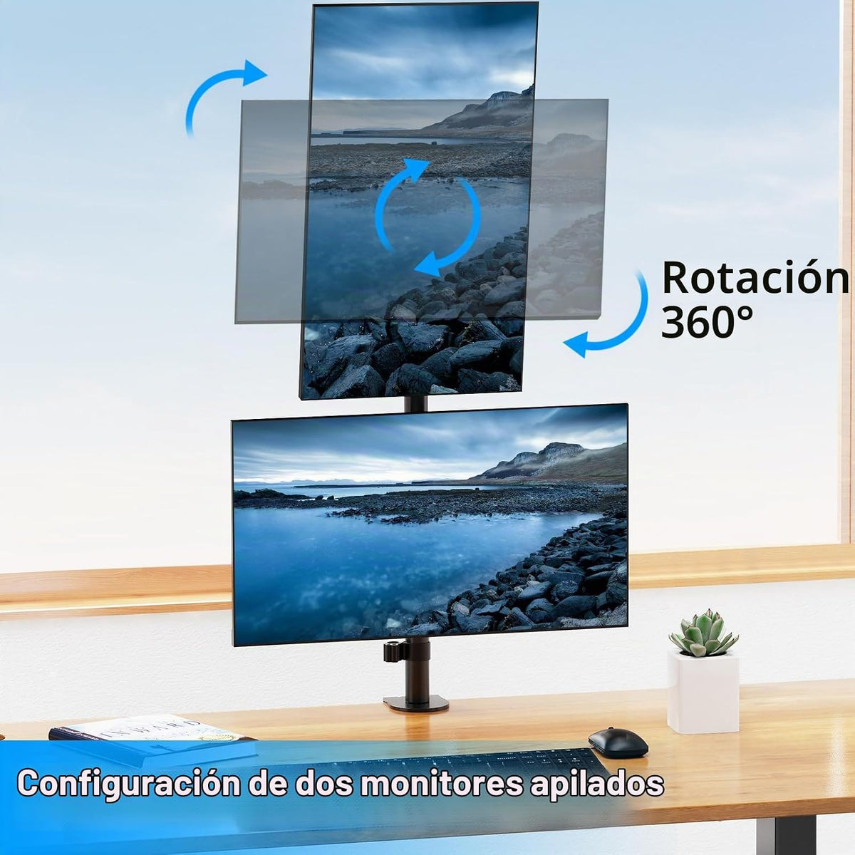 Soporte vertical para monitor dual para pantalla de computadora