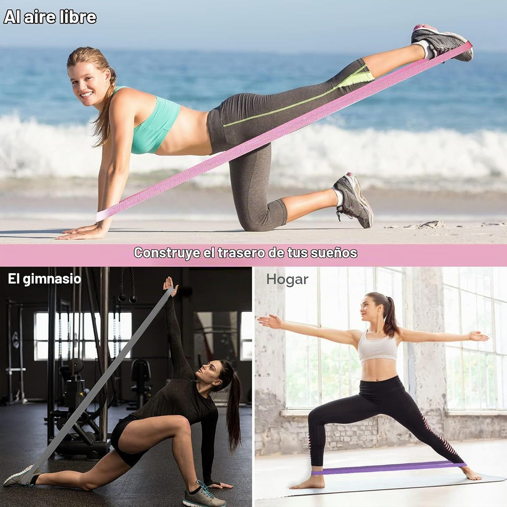 Bandas de resistencia con asas, bandas de resistencia largas de tela, juego de 10 bandas largas de entrenamiento con anclaje de puerta, asas, bandas de ejercicio para entrenamiento