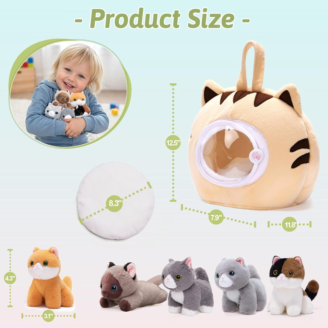 OUOZZZ - Casa de animales de peluche para gatos con 5 juguetes suav...
