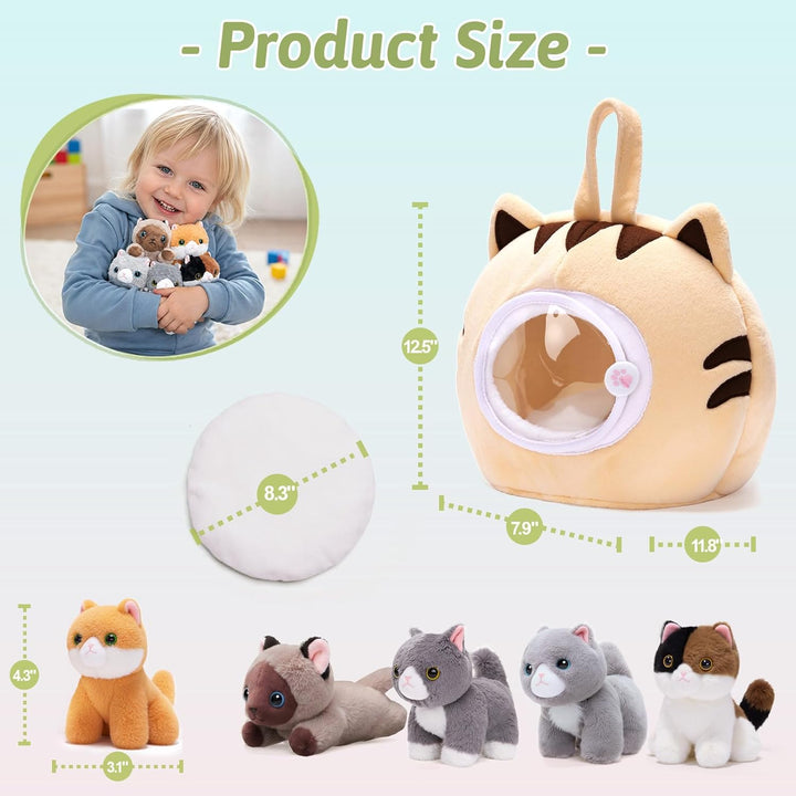 OUOZZZ - Casa de animales de peluche para gatos con 5 juguetes suav...