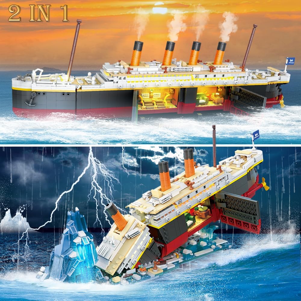 Titanic - Juego de construcción con luz 2 en 1 Titanic