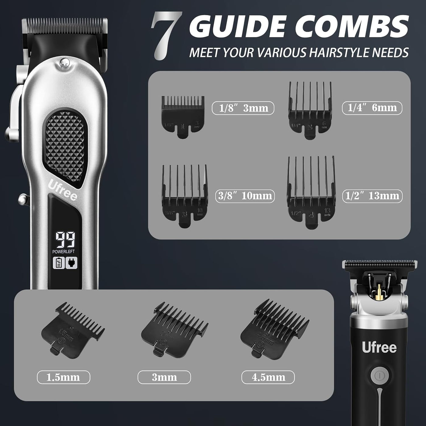 Ufree Cortapelos para hombres, juego de cortapelos y recortadoras p...