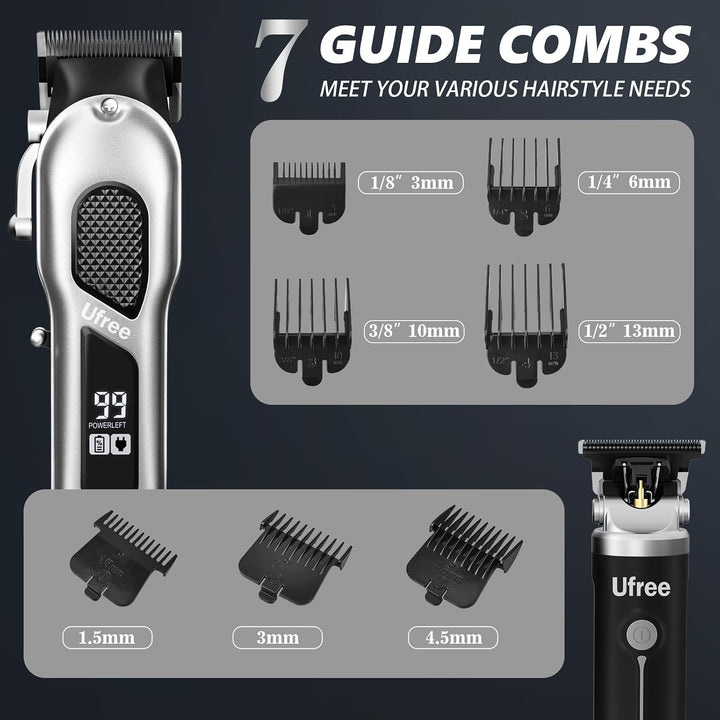 Ufree Cortapelos para hombres, juego de cortapelos y recortadoras p...