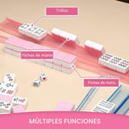Bastidores transparentes premium para Mahjong con empujadores, paquete de 4 bastidores acrílicos antideslizantes ﻿