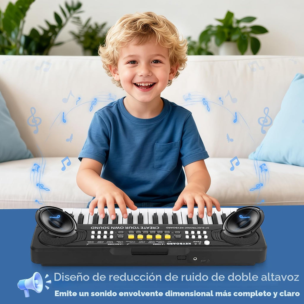 Juguetes Piano Teclado - 37 teclas Pianos Juguete musical con micrófono para niño y niña