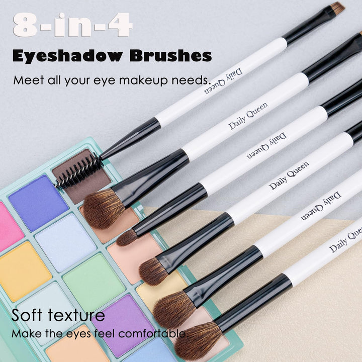 Daily Queen Juego de brochas de maquillaje portátiles, 8 piezas de...