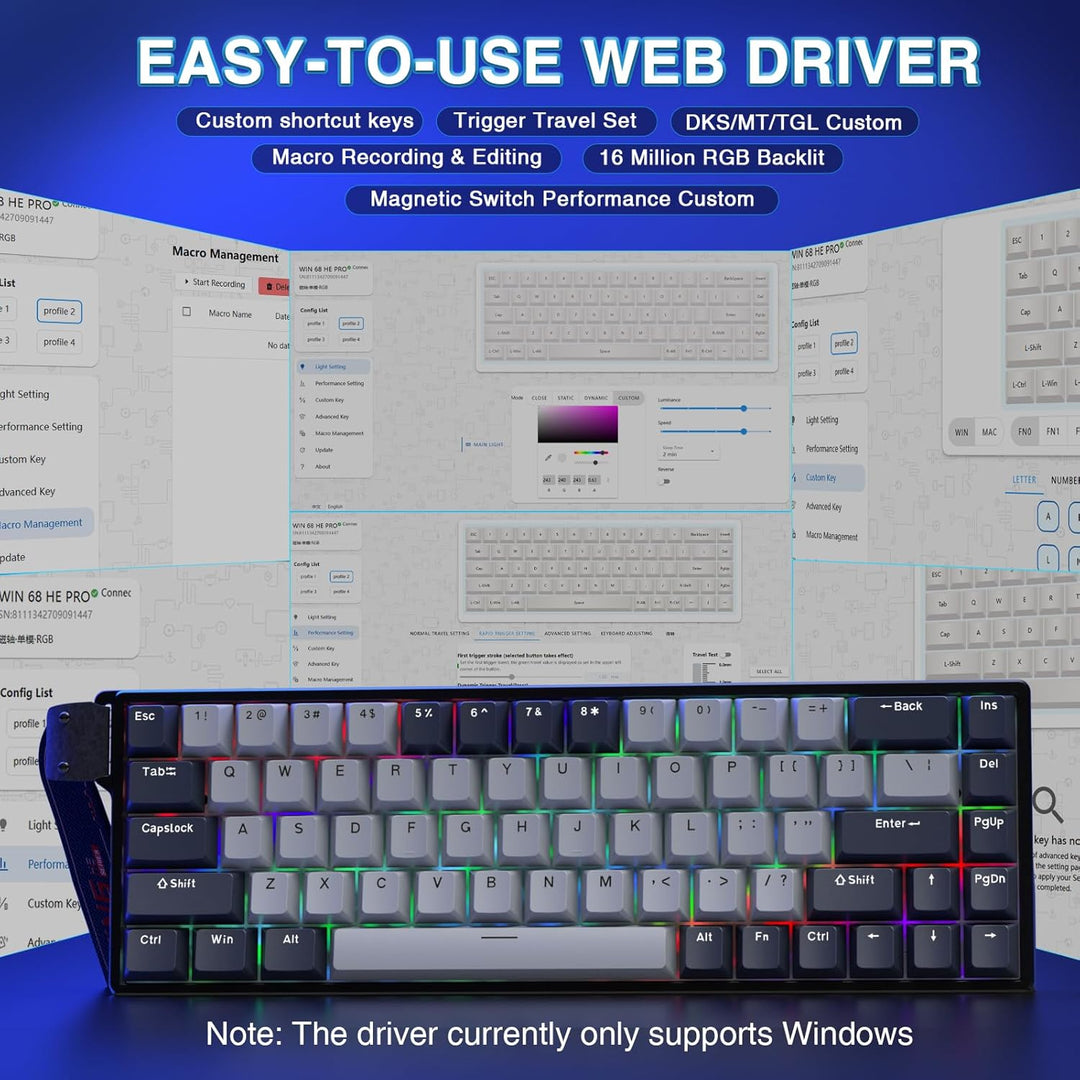 AULA WIN68 HE PRO - Teclado para Juegos con Efecto Hall y Interrupt...