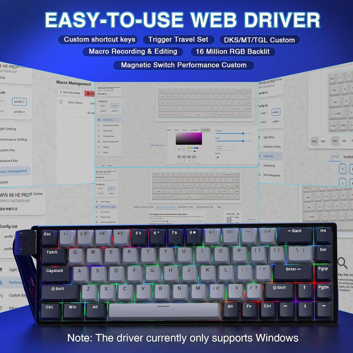 AULA WIN68 HE PRO - Teclado para Juegos con Efecto Hall y Interrupt...