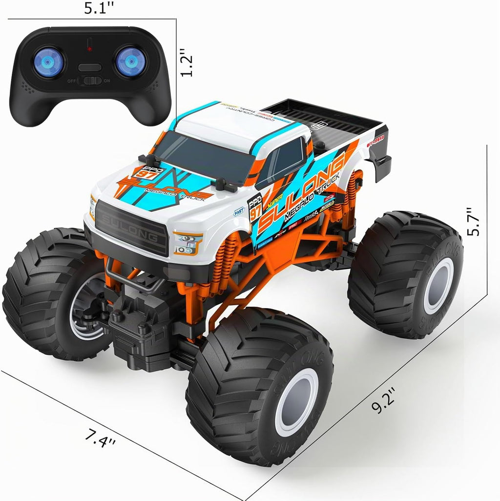 Auto a control remoto, juguete de camión monstruo de 20 KM/H para edades de 5 a 7 años, autos RC todo terreno a escala 1:16 para niños y niñas de 4 a 7 años, camión RC todoterreno de 2.4 GHz