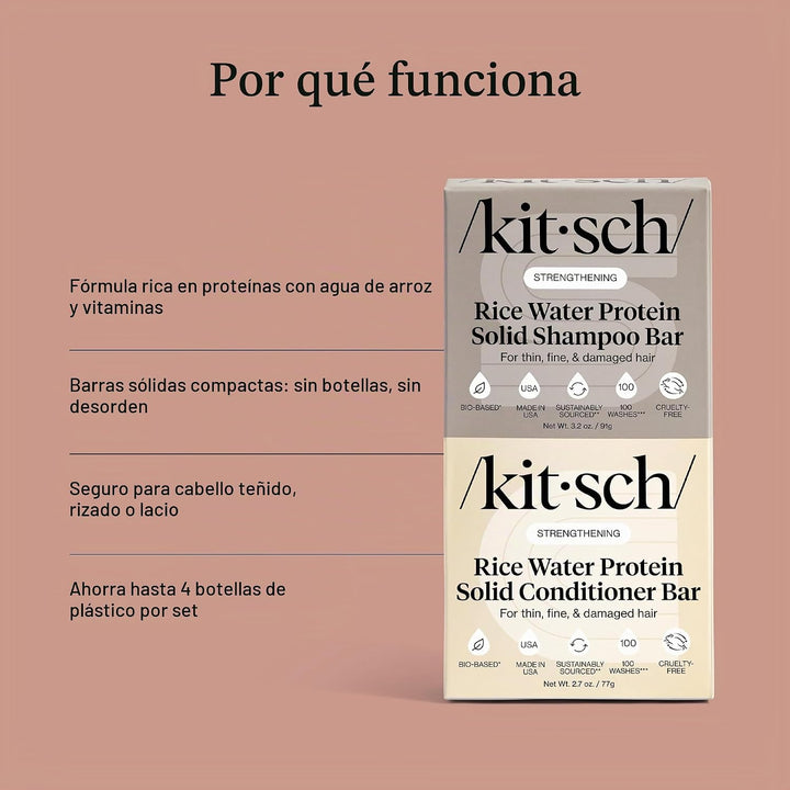 Kitsch Champú y acondicionador sólido de agua de arroz para el crec...