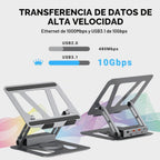 Estación de acoplamiento portátil de 360° con concentrador USB C