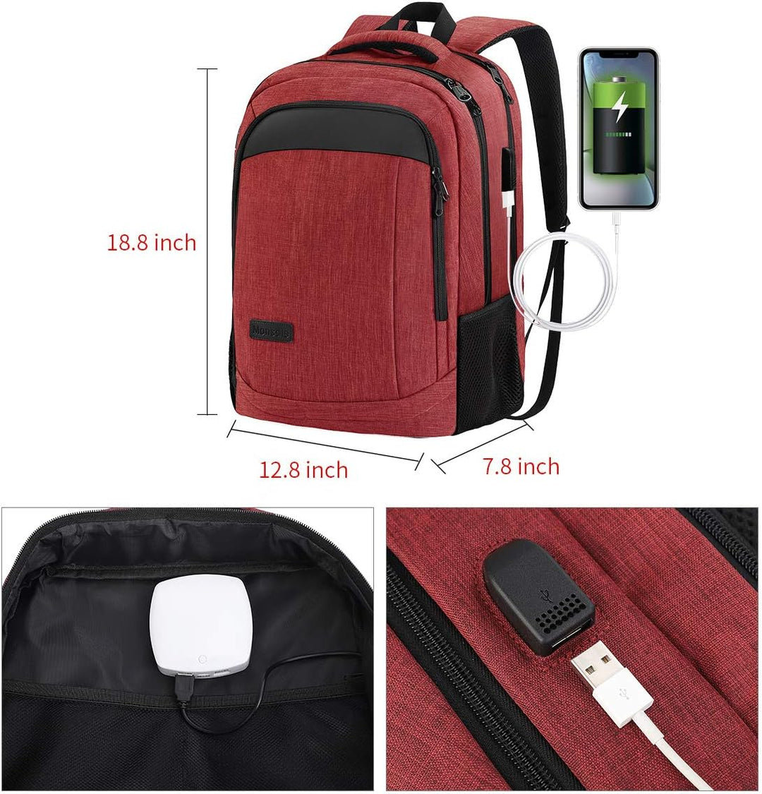 Monsdle Mochila de viaje para laptop, mochilas antirrobo con puerto...