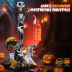 Juego de construcción de calavera de terror, antes de Navidad, juego de bloques de construcción de casa embrujada, calabazas y fantasmas de esqueleto, juguetes de construcción de Halloween y Navidad, regalos para fanáticos del cine y adultos