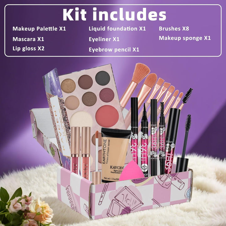 Kit de maquillaje para adolescentes y mujeres, kit completo de maqu...