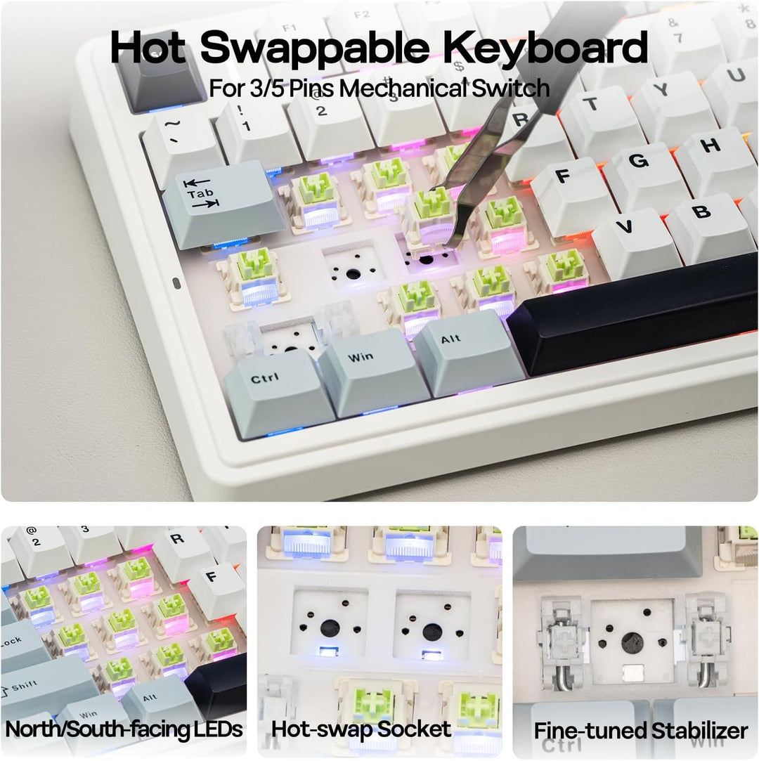 EPOMAKER x Aula F75 - Teclado mecánico con junta, 75% inalámbrico i...