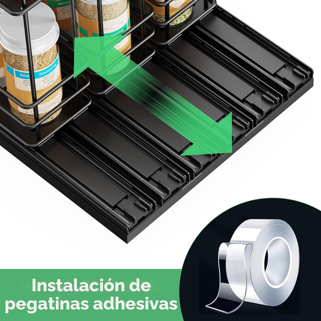 Organizador de especias extraíble para gabinete, estantes de