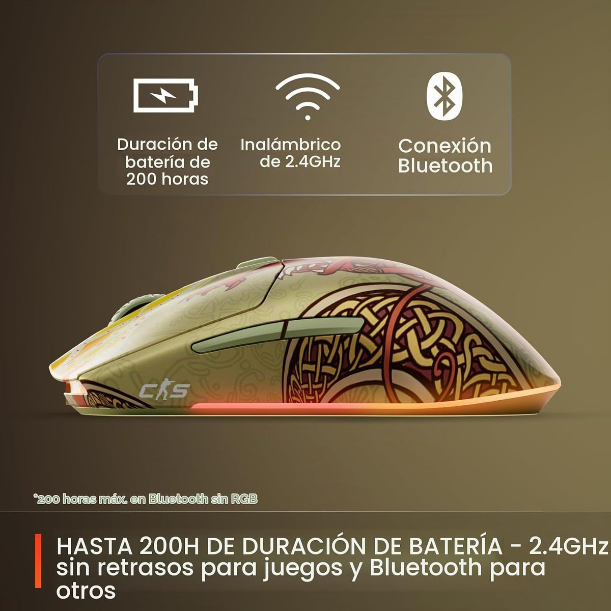 SteelSeries Ratón inalámbrico para juegos CS2 Dragon Lore Edition